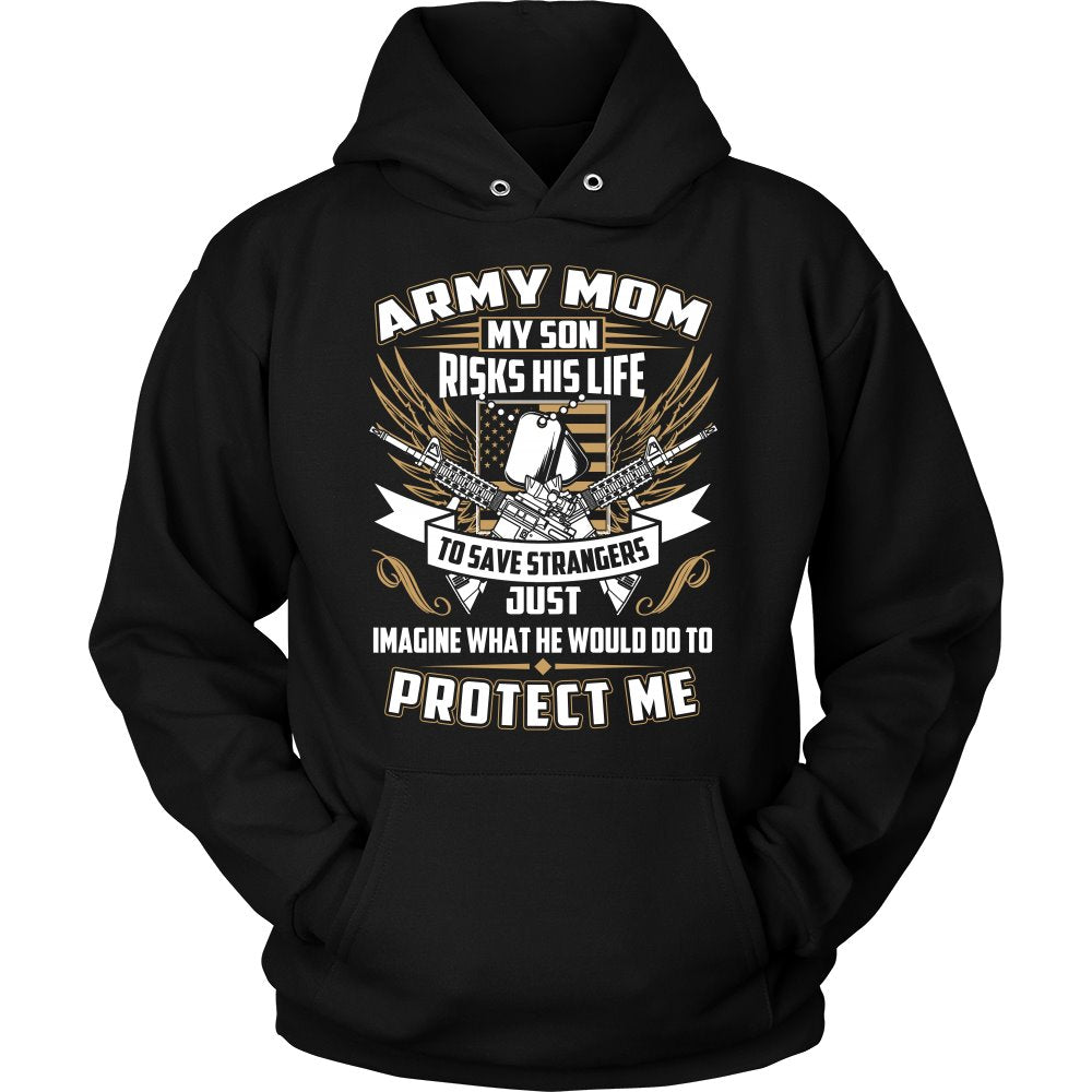 Proud Army Mom T-shirt teelaunch Unisex Hoodie Black S