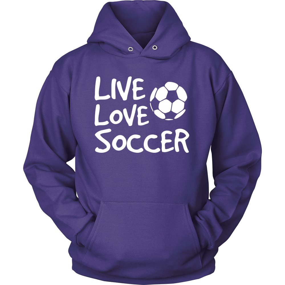 Live Love Soccer T-shirt teelaunch Unisex Hoodie Purple S