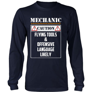 Mechanic Caution T-shirt teelaunch District Long Sleeve Shirt Navy S