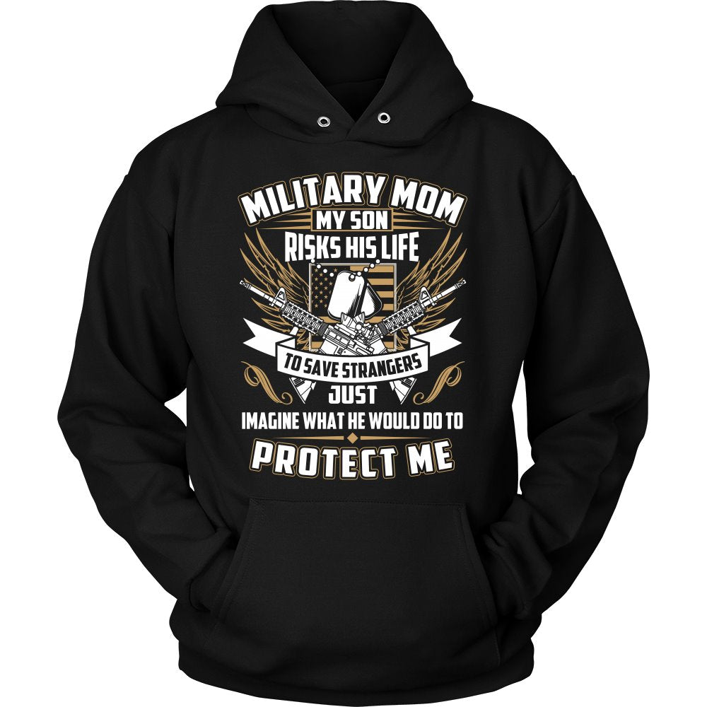 Proud Military Mom T-shirt teelaunch Unisex Hoodie Black S