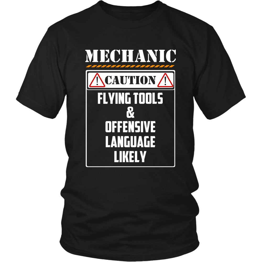 Mechanic Caution T-shirt teelaunch District Unisex Shirt Black S