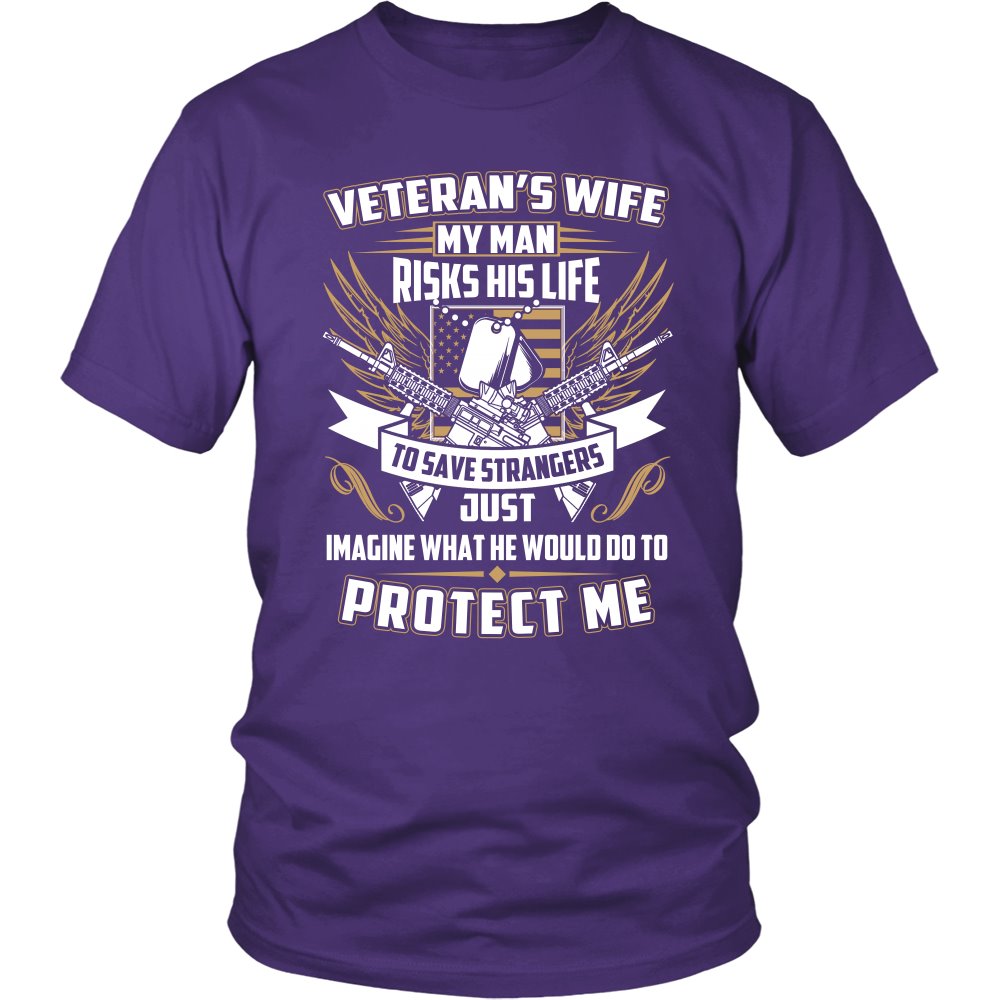 Proud Veteran's Wife T-shirt teelaunch District Unisex Shirt Purple S