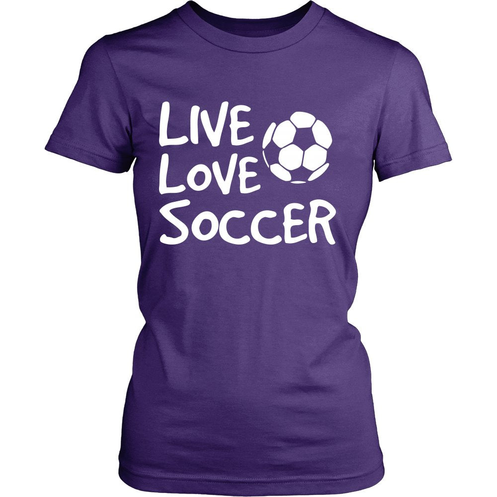 Live Love Soccer T-shirt teelaunch District Womens Shirt Purple S