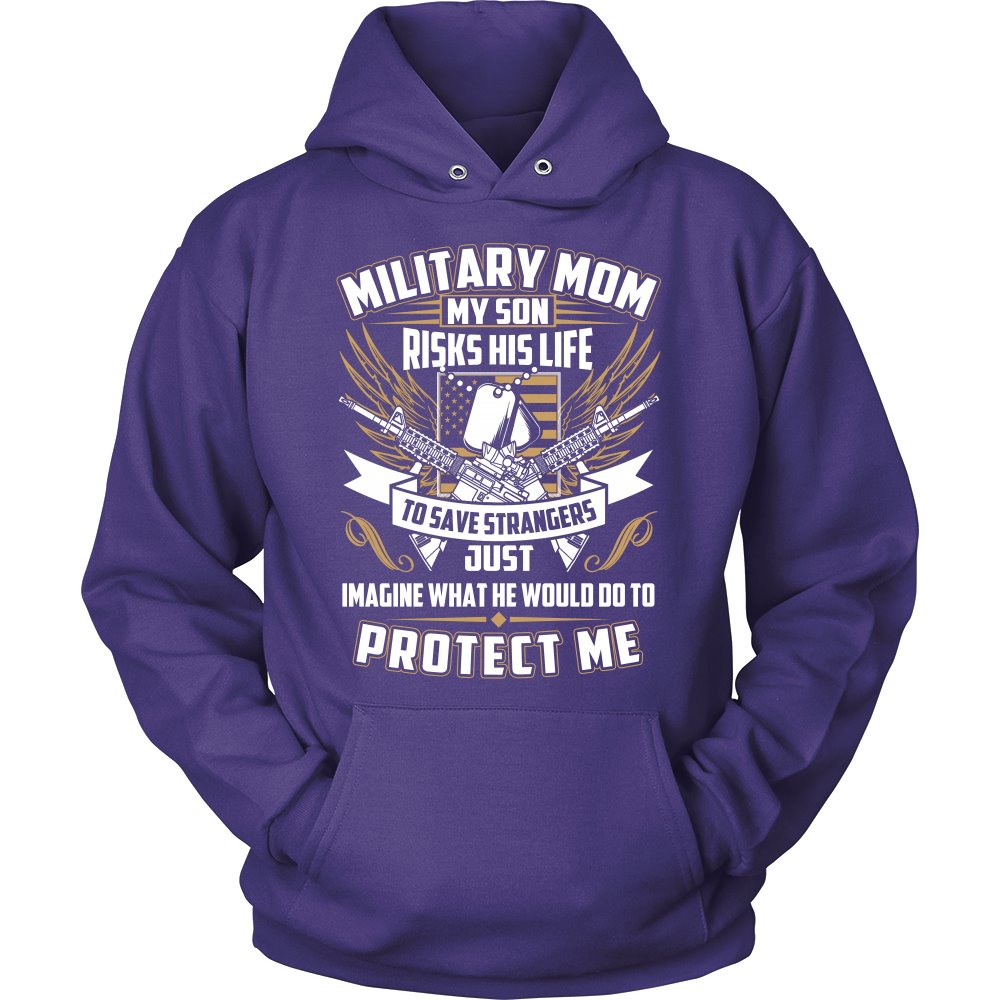 Proud Military Mom T-shirt teelaunch Unisex Hoodie Purple S