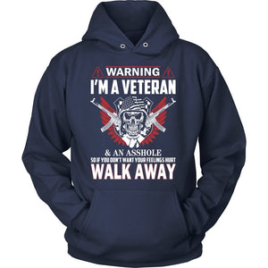 Warning - I Am A Veteran T-shirt teelaunch Unisex Hoodie Navy S