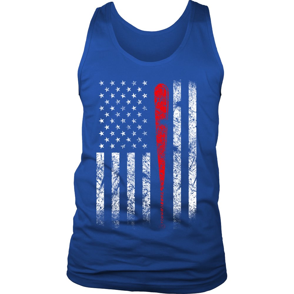 Baseball - American Flag T-shirt teelaunch District Mens Tank Royal Blue S