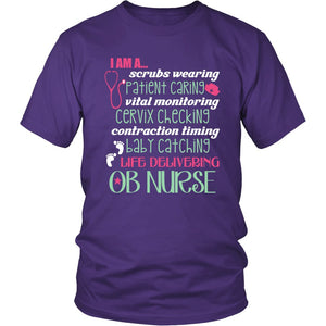 Proud OB Nurse T-shirt teelaunch District Unisex Shirt Purple S