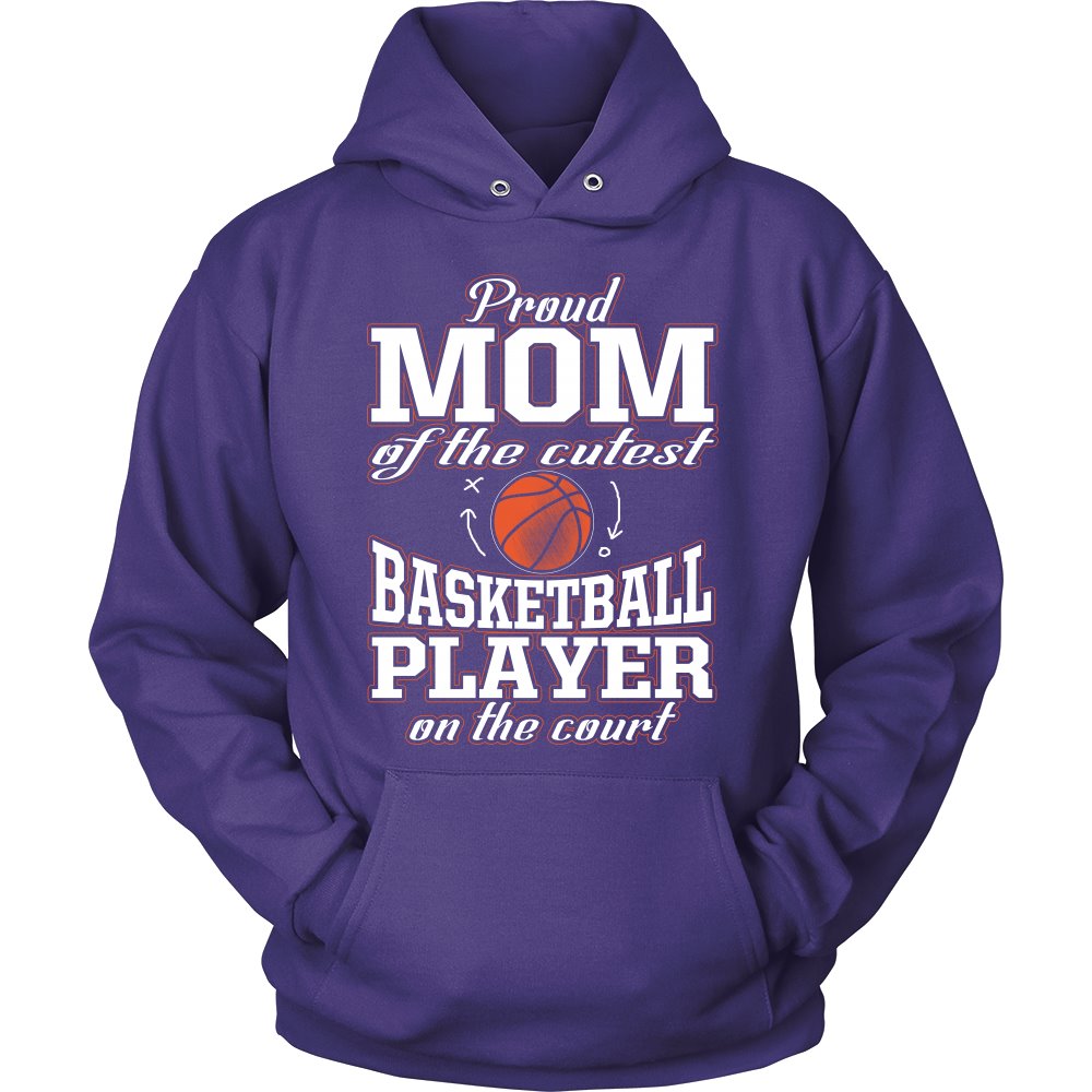 Proud Mom Of The Cutest Basketball Player On The Court T-shirt teelaunch Unisex Hoodie Purple S