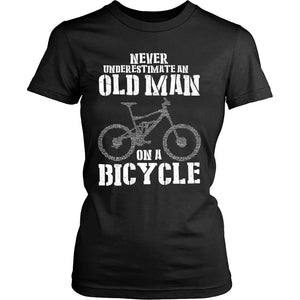 Never Underestimate An Old Man On A Bicycle T-shirt teelaunch District Womens Shirt Black S