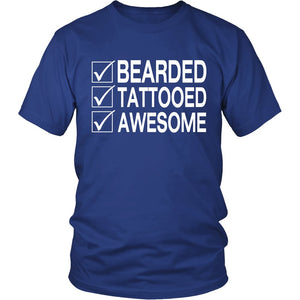 Bearded Tattooed Awesome T-shirt teelaunch District Unisex Shirt Royal Blue S
