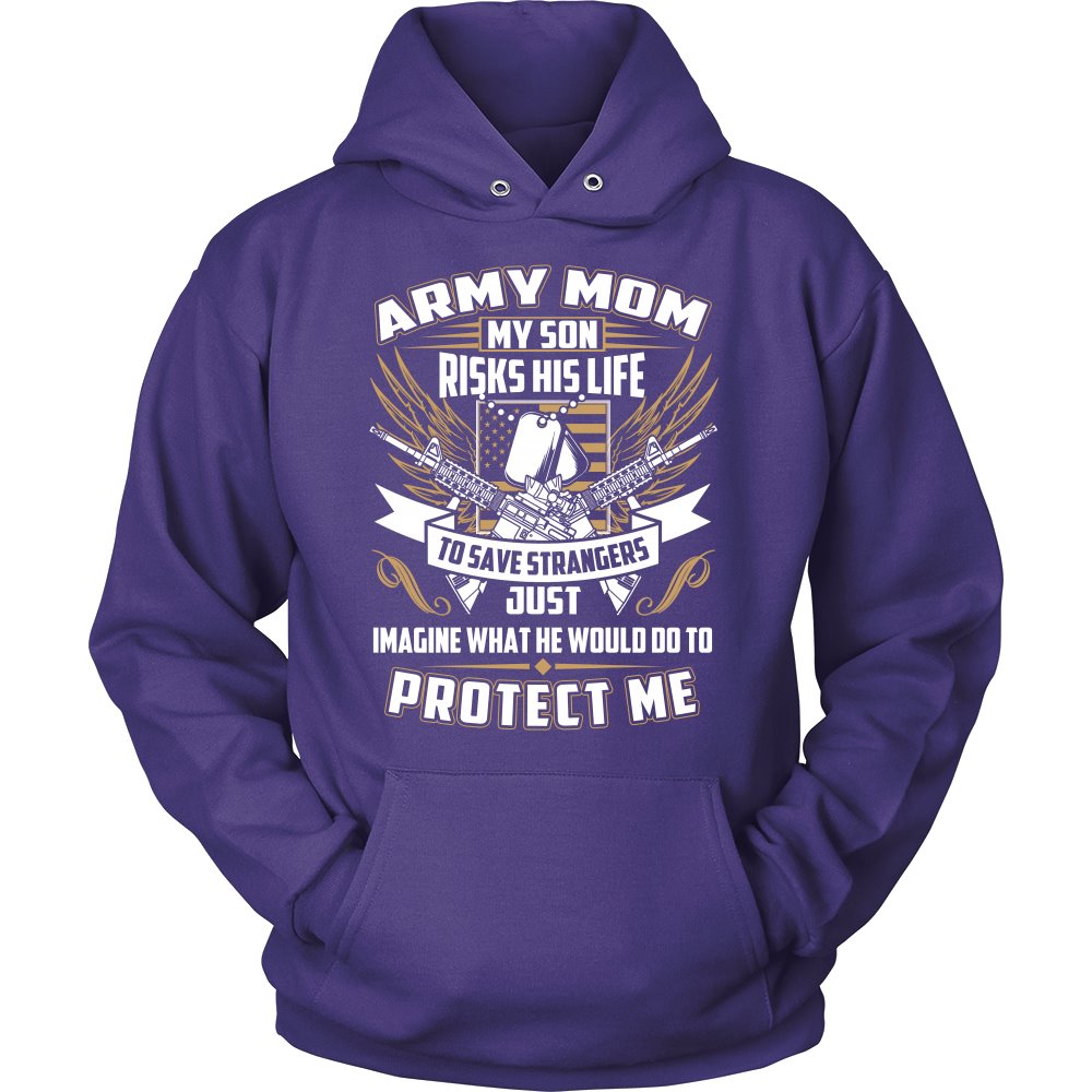 Proud Army Mom T-shirt teelaunch Unisex Hoodie Purple S