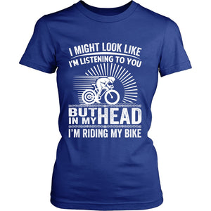In My Head I'm Riding My Bike T-shirt teelaunch District Womens Shirt Royal Blue S