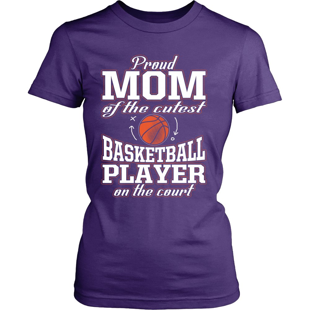 Proud Mom Of The Cutest Basketball Player On The Court T-shirt teelaunch District Womens Shirt Purple S