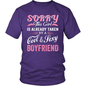 Taken By A Cool And Sexy Boyfriend T-shirt teelaunch District Unisex Shirt Purple S