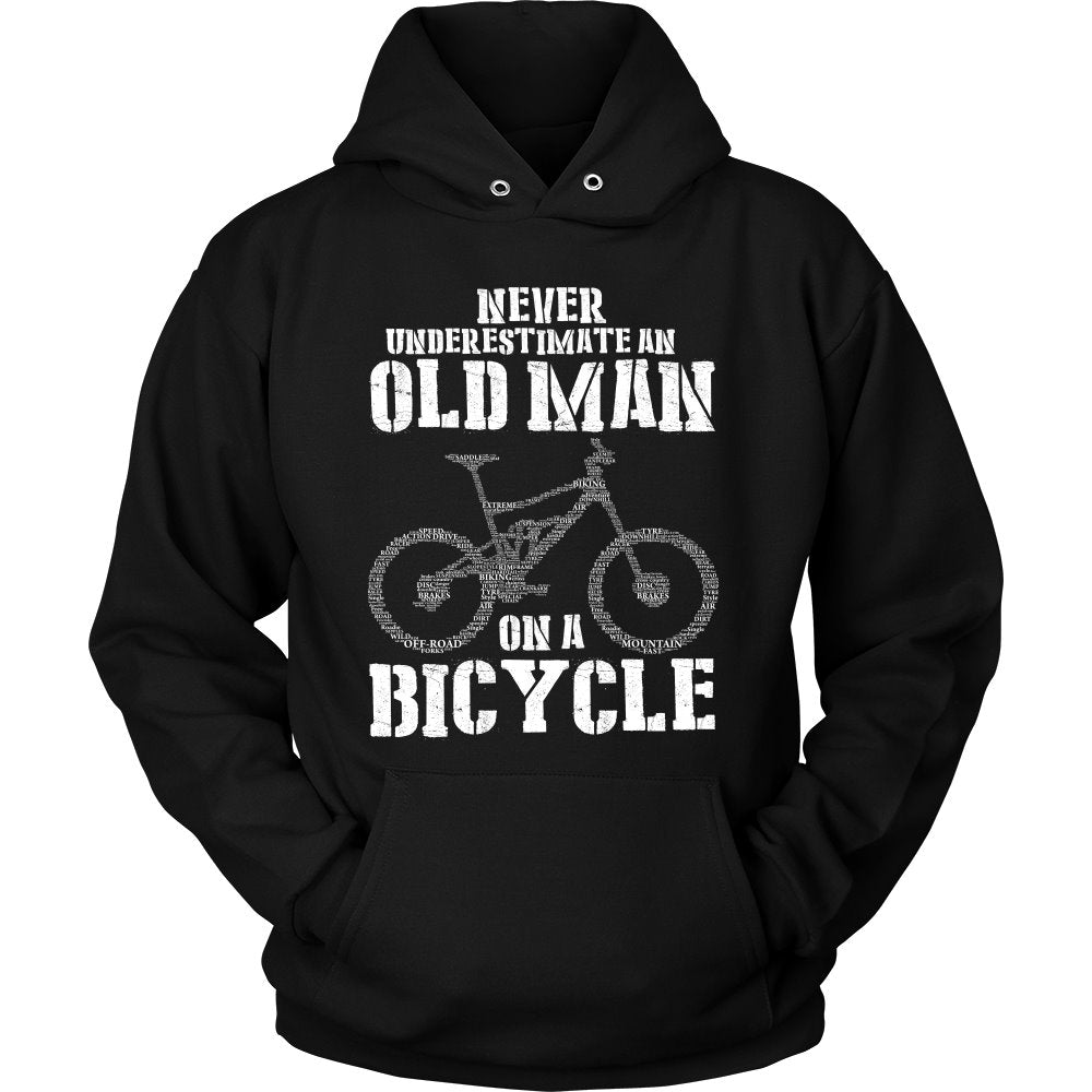Never Underestimate An Old Man On A Bicycle T-shirt teelaunch Unisex Hoodie Black S