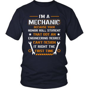 I Am A Mechanic T-shirt teelaunch District Unisex Shirt Navy S