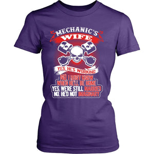 Proud Mechanic's Wife T-shirt teelaunch District Womens Shirt Purple S