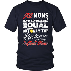 Only The Luckiest Become Softball Moms T-shirt teelaunch District Unisex Shirt Navy S
