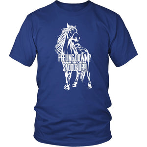 Feeling Down? Saddle Up! T-shirt teelaunch District Unisex Shirt Royal Blue S