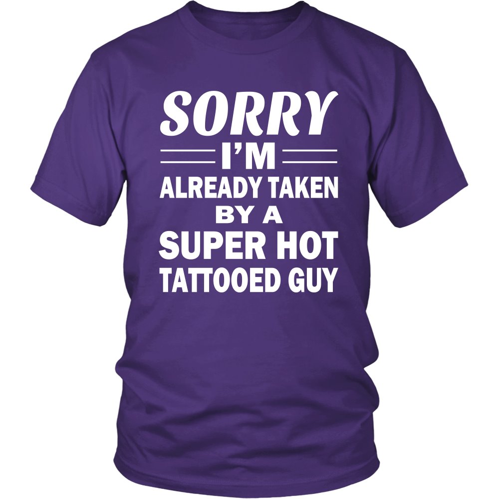Love A Super Hot Tattooed Guy T-shirt teelaunch District Unisex Shirt Purple S