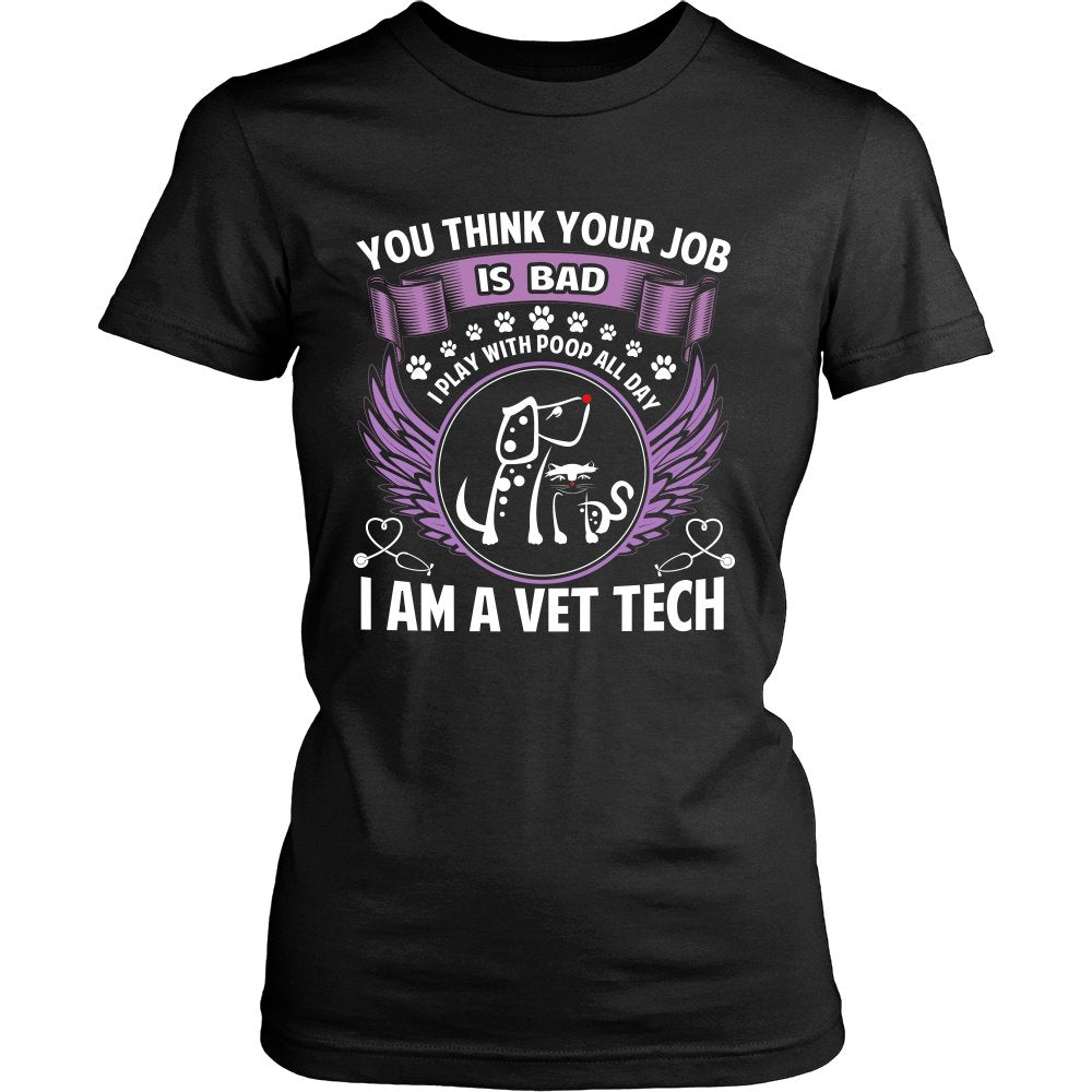 I Am A Vet Tech T-shirt teelaunch District Womens Shirt Black S