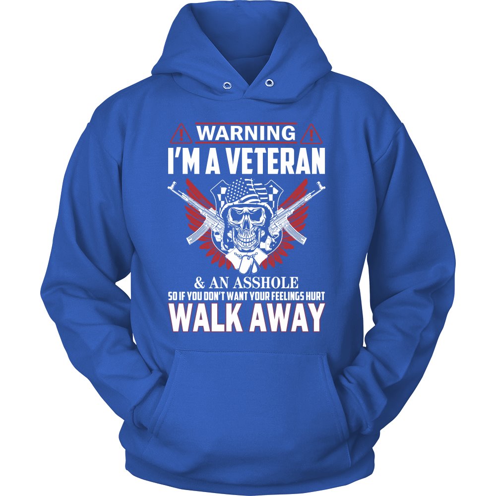 Warning - I Am A Veteran T-shirt teelaunch Unisex Hoodie Royal Blue S
