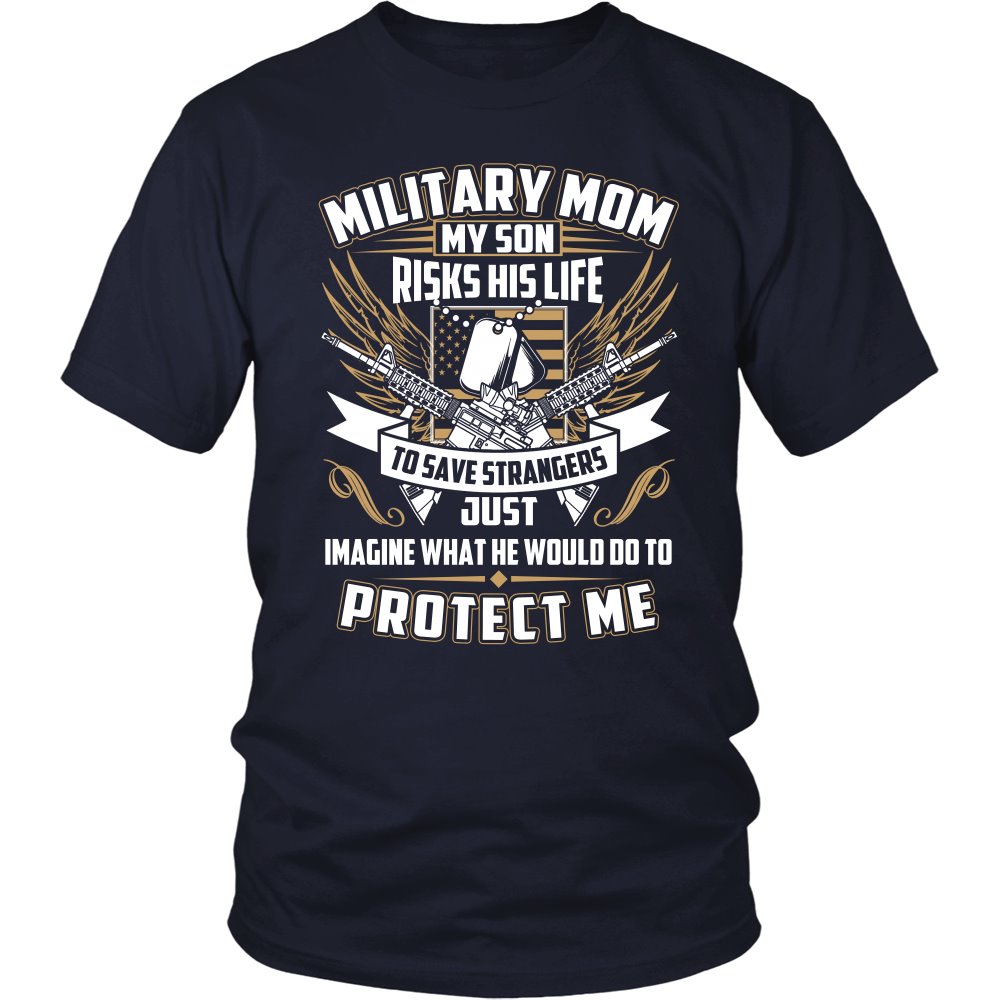 Proud Military Mom T-shirt teelaunch District Unisex Shirt Navy S