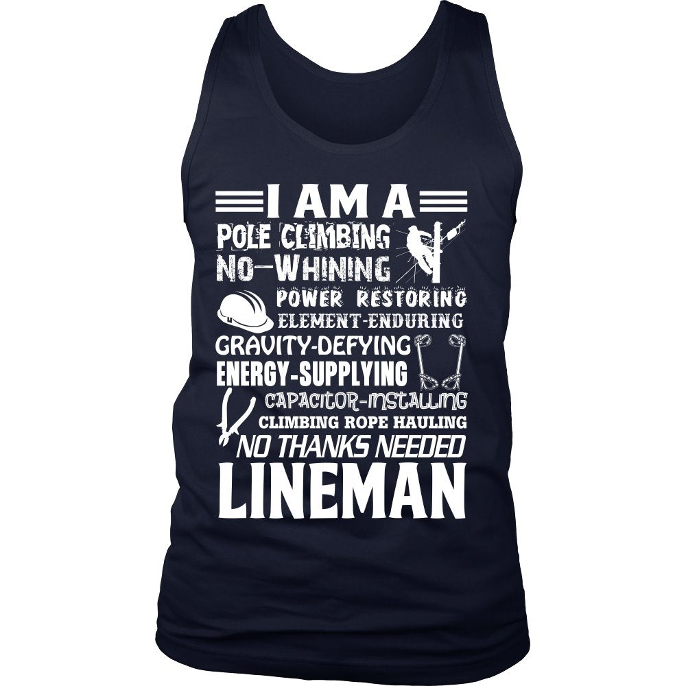 I Am A Lineman T-shirt teelaunch District Mens Tank Navy S