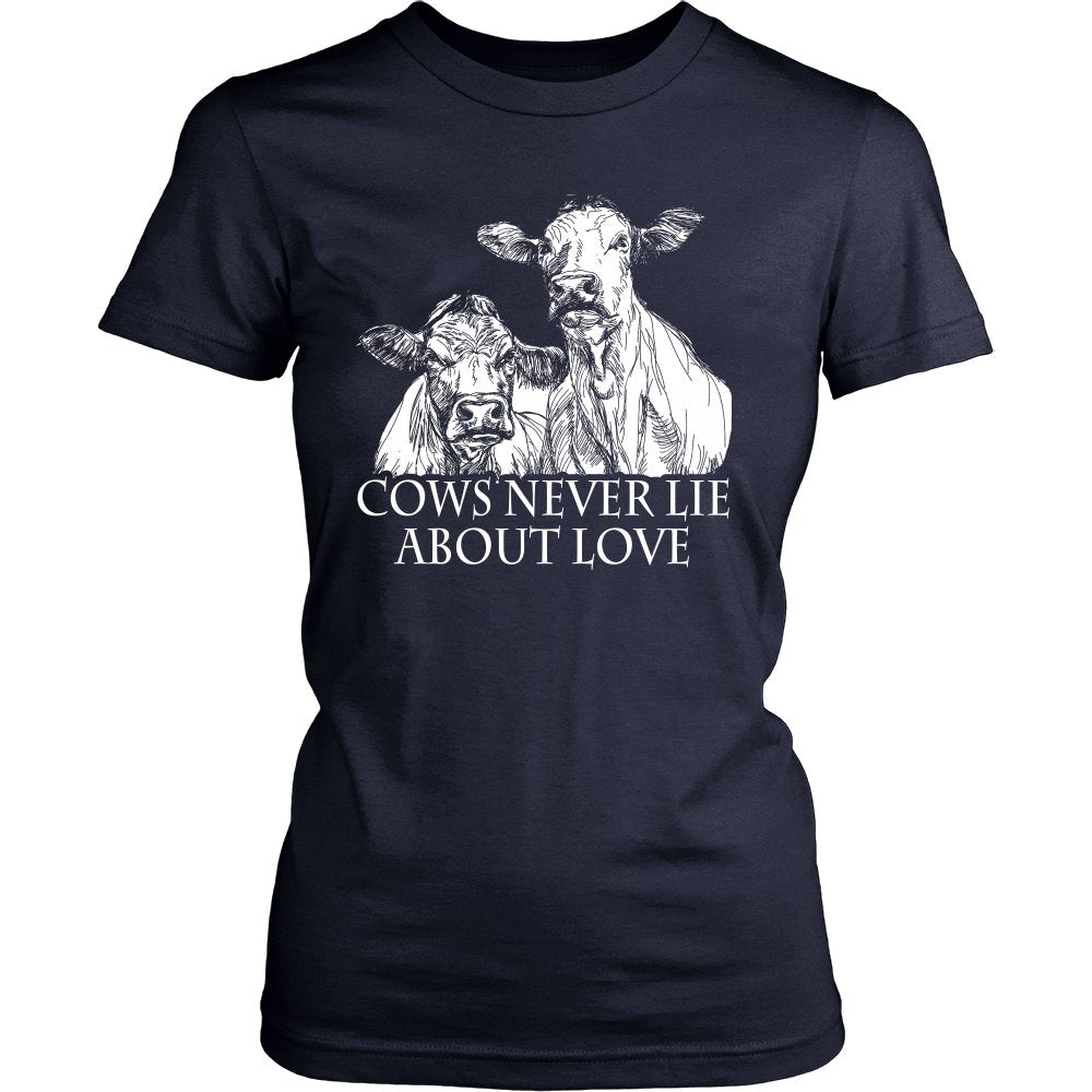 Cows Never Lie About Love! T-shirt teelaunch District Womens Shirt Navy S
