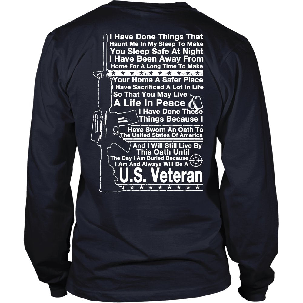 Proud U.S. Veteran T-shirt teelaunch District Long Sleeve Shirt Navy S