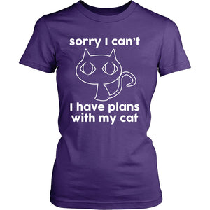 Sorry I Can’t, I Have Plans With My Cat! T-shirt teelaunch District Womens Shirt Purple S