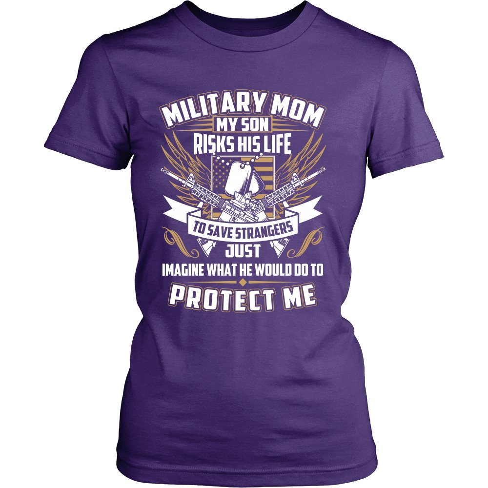 Proud Military Mom T-shirt teelaunch District Womens Shirt Purple S