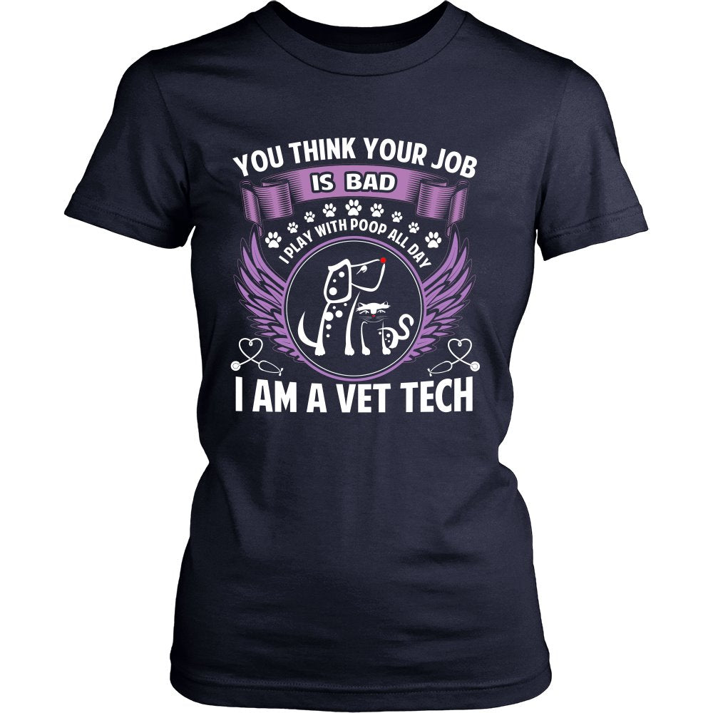 I Am A Vet Tech T-shirt teelaunch District Womens Shirt Navy S