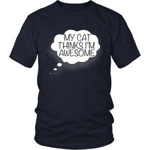 My Cat Thinks I’m Awesome T-shirt teelaunch District Unisex Shirt Navy S