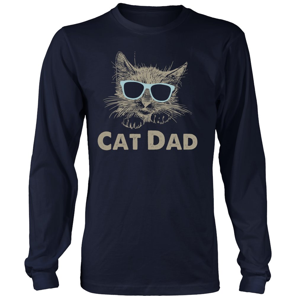 Cat Dad T-shirt teelaunch District Long Sleeve Shirt Navy S