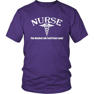 Nurse - The Hardest Job You'll Ever Love T-shirt teelaunch District Unisex Shirt Purple S