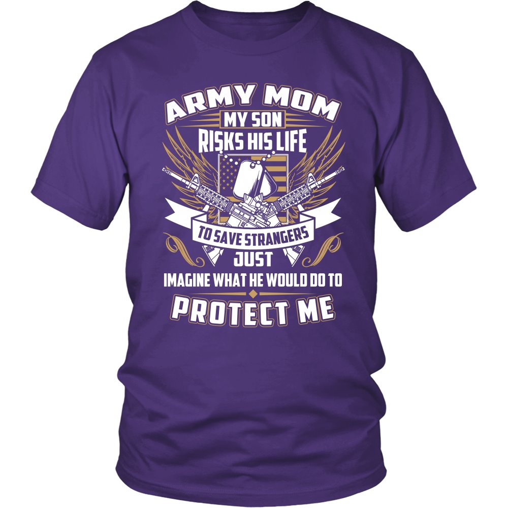 Proud Army Mom T-shirt teelaunch District Unisex Shirt Purple S