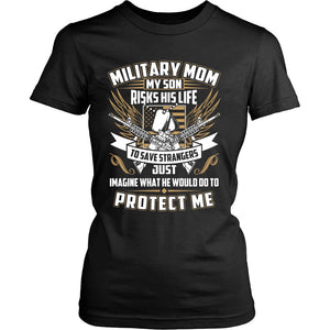 Proud Military Mom T-shirt teelaunch District Womens Shirt Black S