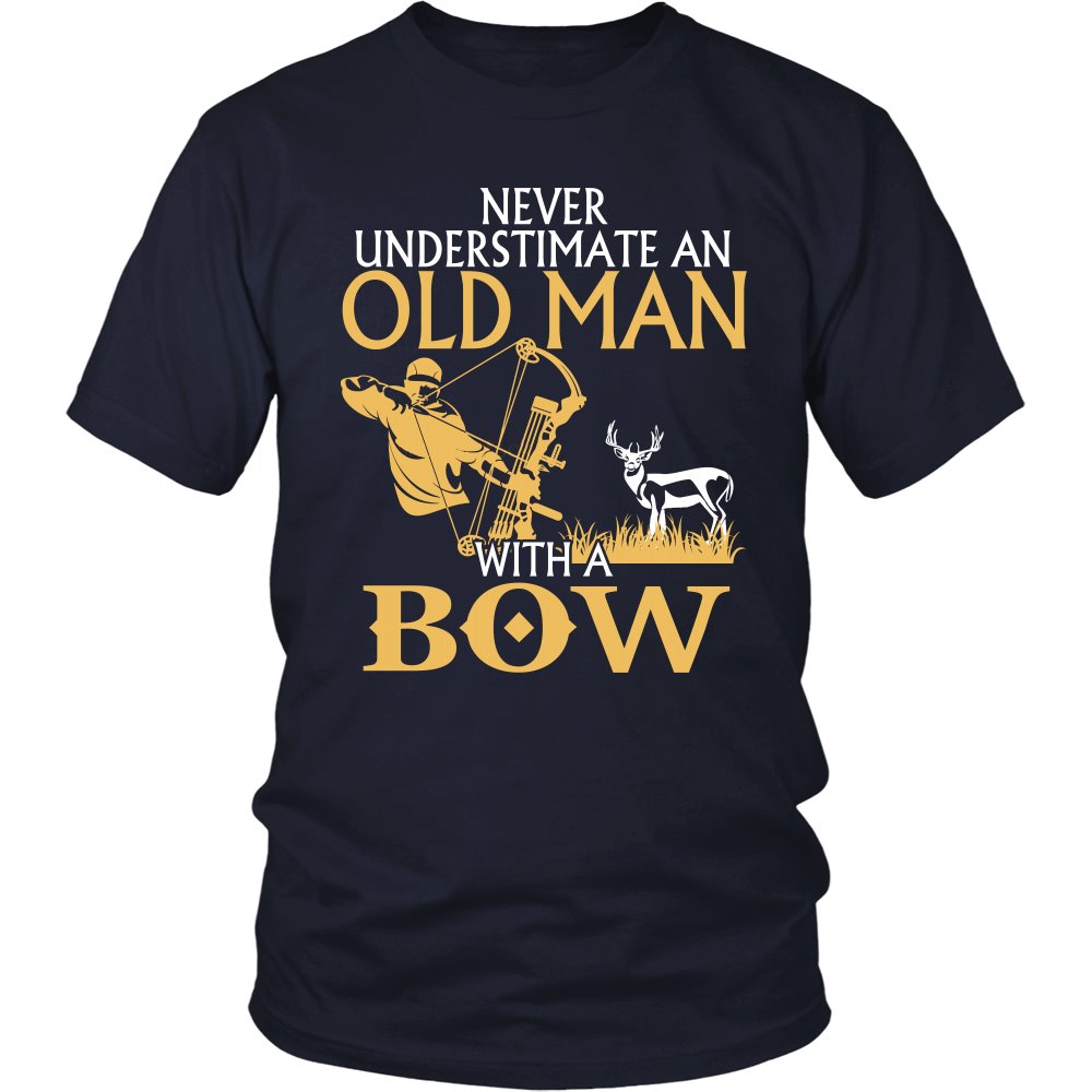 Never Underestimate An Old Man With A Bow T-shirt teelaunch District Unisex Shirt Navy S