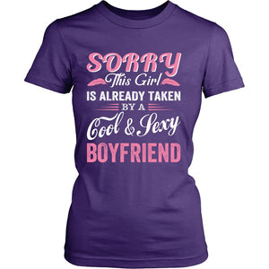 Taken By A Cool And Sexy Boyfriend T-shirt teelaunch District Womens Shirt Purple S