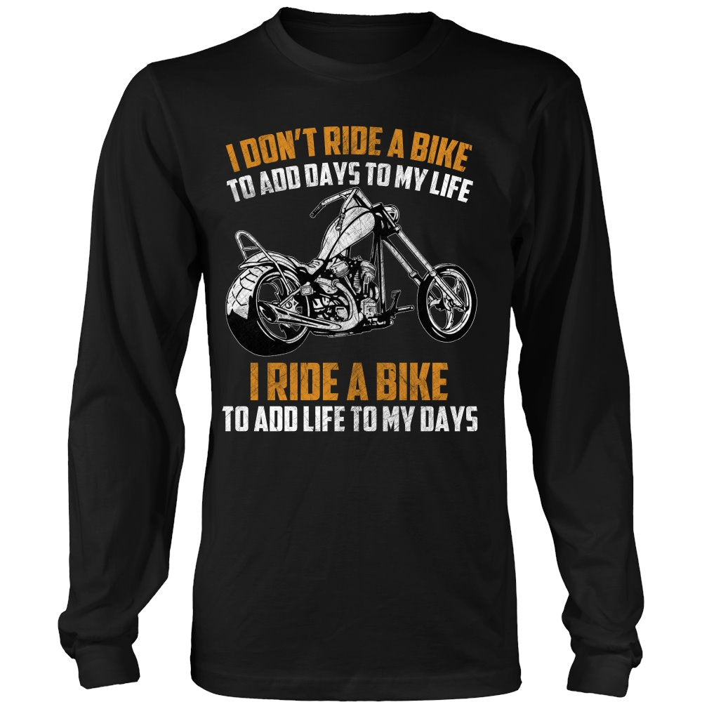 I Ride A Bike To Add Life To My Days T-shirt teelaunch District Long Sleeve Shirt Black S
