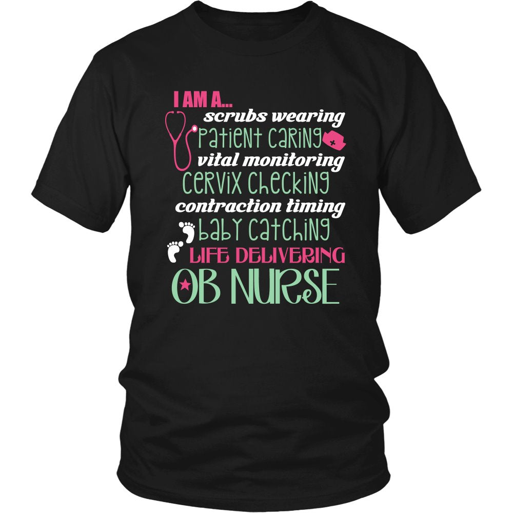 Proud OB Nurse T-shirt teelaunch District Unisex Shirt Black S