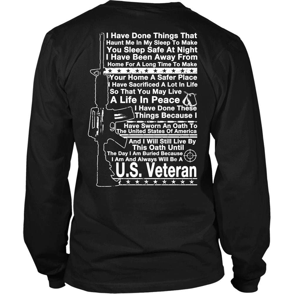 Proud U.S. Veteran T-shirt teelaunch District Long Sleeve Shirt Black S