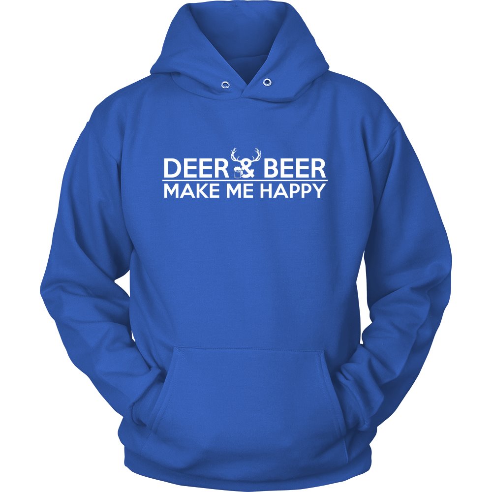 Deer And Beer Make Me Happy T-shirt teelaunch Unisex Hoodie Royal Blue S