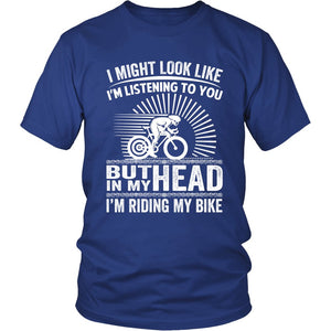 In My Head I'm Riding My Bike T-shirt teelaunch District Unisex Shirt Royal Blue S