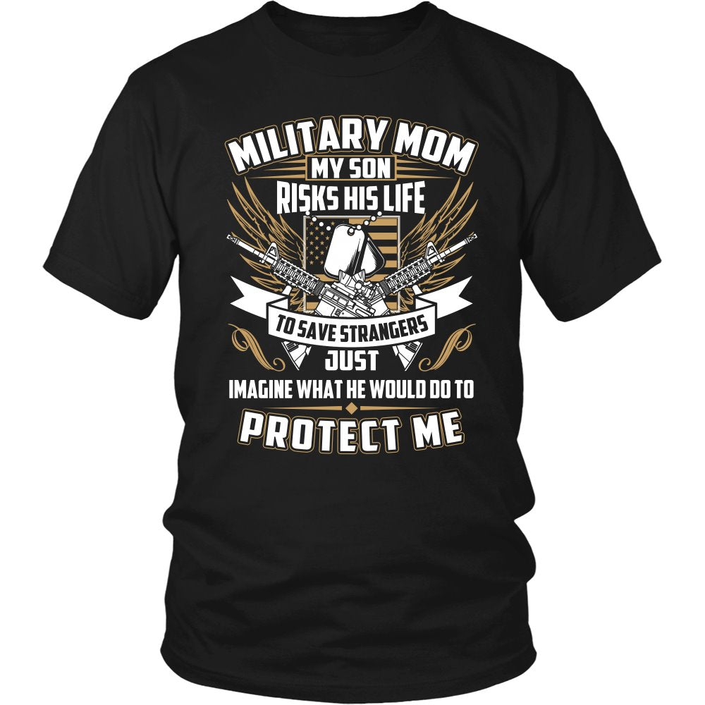 Proud Military Mom T-shirt teelaunch District Unisex Shirt Black S