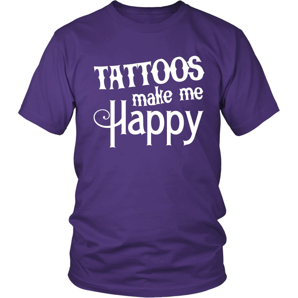 Tattoos Make Me Happy T-shirt teelaunch District Unisex Shirt Purple S