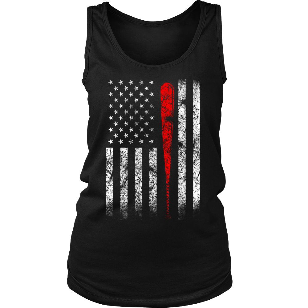Baseball - American Flag T-shirt teelaunch District Womens Tank Black S