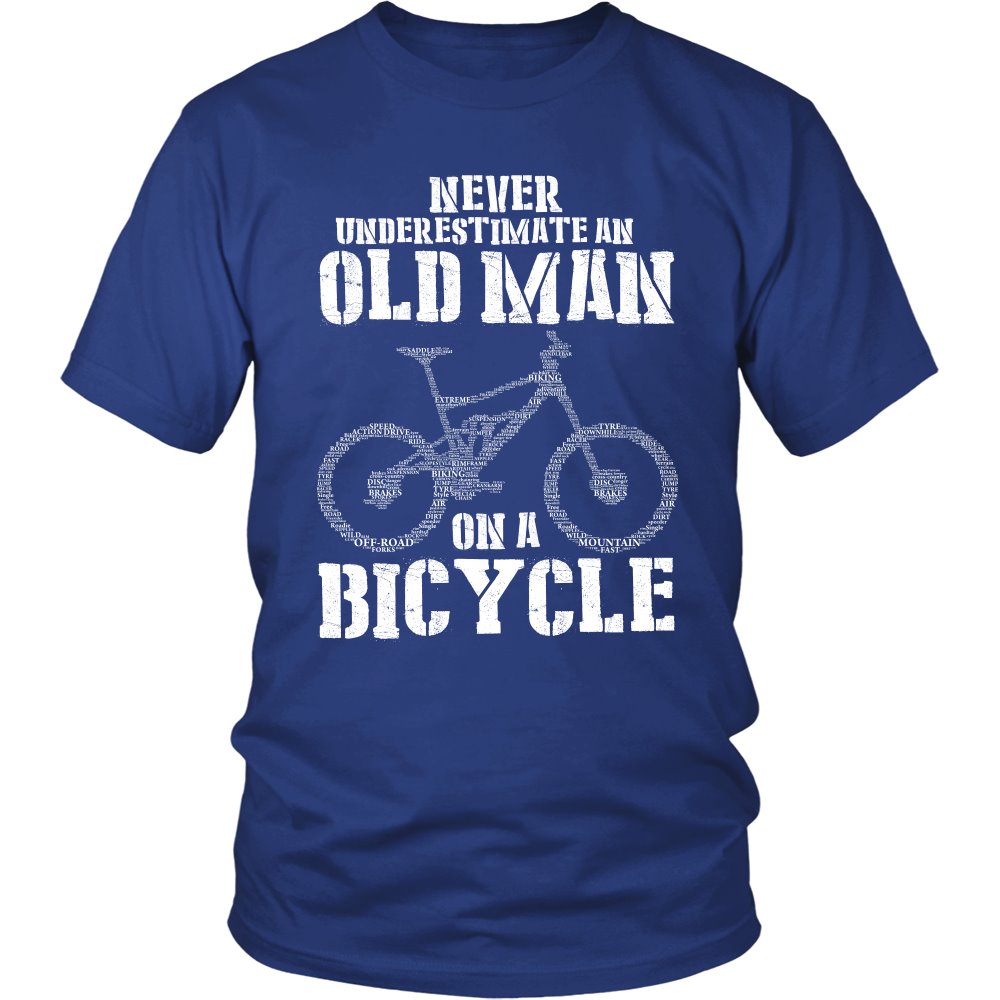 Never Underestimate An Old Man On A Bicycle T-shirt teelaunch District Unisex Shirt Royal Blue S