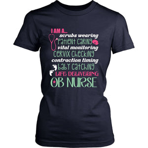 Proud OB Nurse T-shirt teelaunch District Womens Shirt Navy S